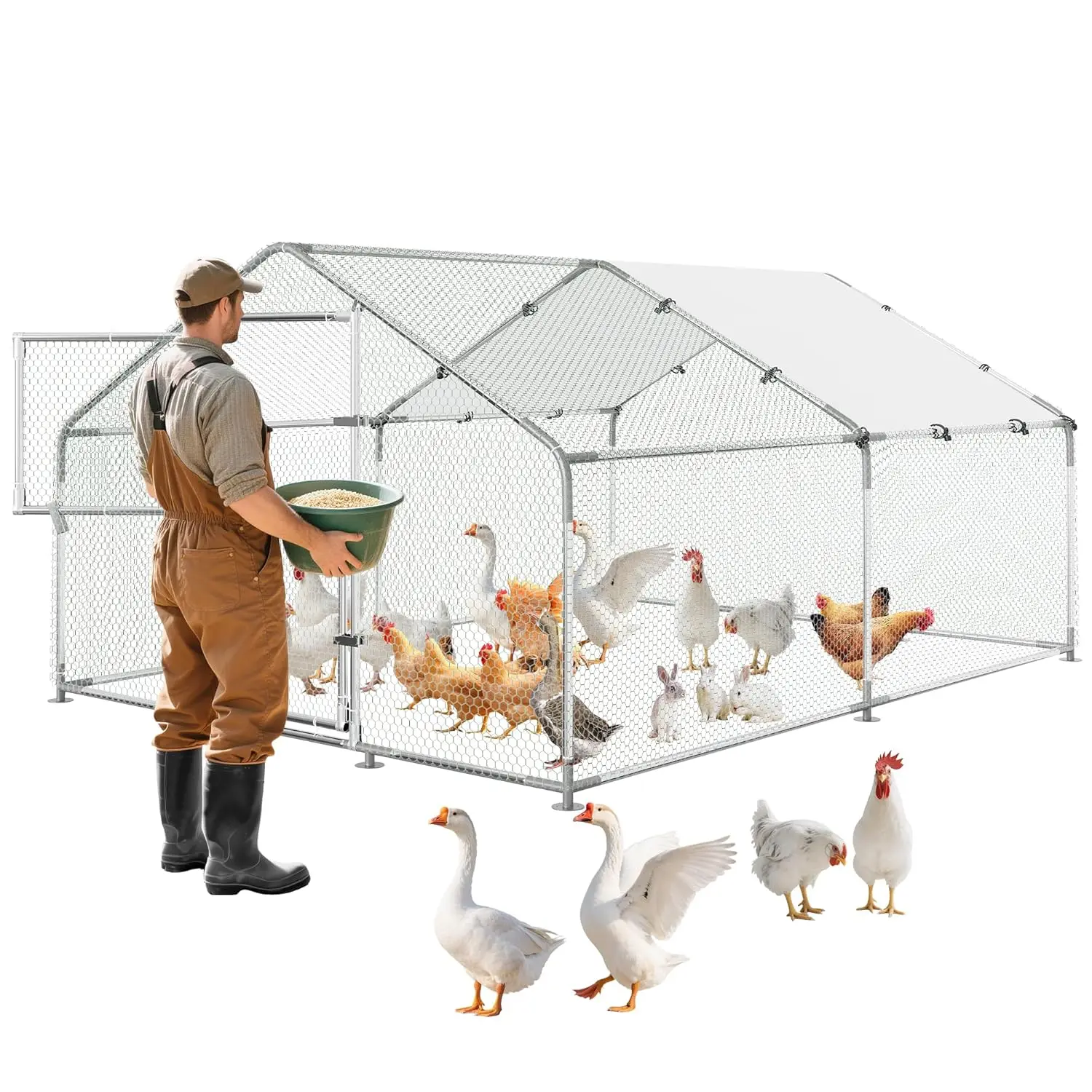 9.8x13.1x6.5ft Large Metal Chicken Coop Walk-in Poultry Cage Waterproof Cover Hen Duck Rabbit Run, Customized
9.8x13.1x6.5ft Large Metal Chicken Coop Walk-in Poultry Cage Waterproof Cover Hen Duck Rabbit Run, Customized