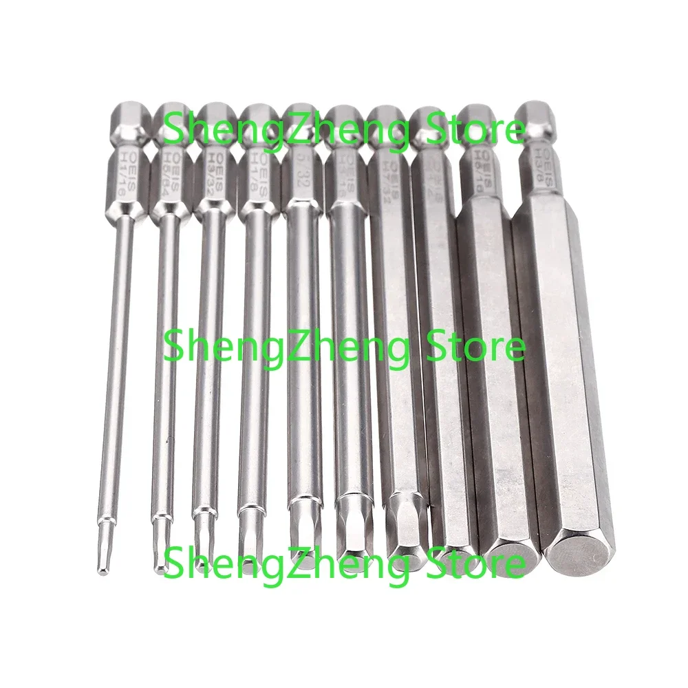 10Pcs 100mm 1/4 Inch Shank S2 Steel SAE Hex Head Allen Wrench Screwdriver Bit Drill Bit Set
10Pcs 100mm 1/4 Inch Shank S2 Steel SAE Hex Head Allen Wrench Screwdriver Bit Drill Bit Set
