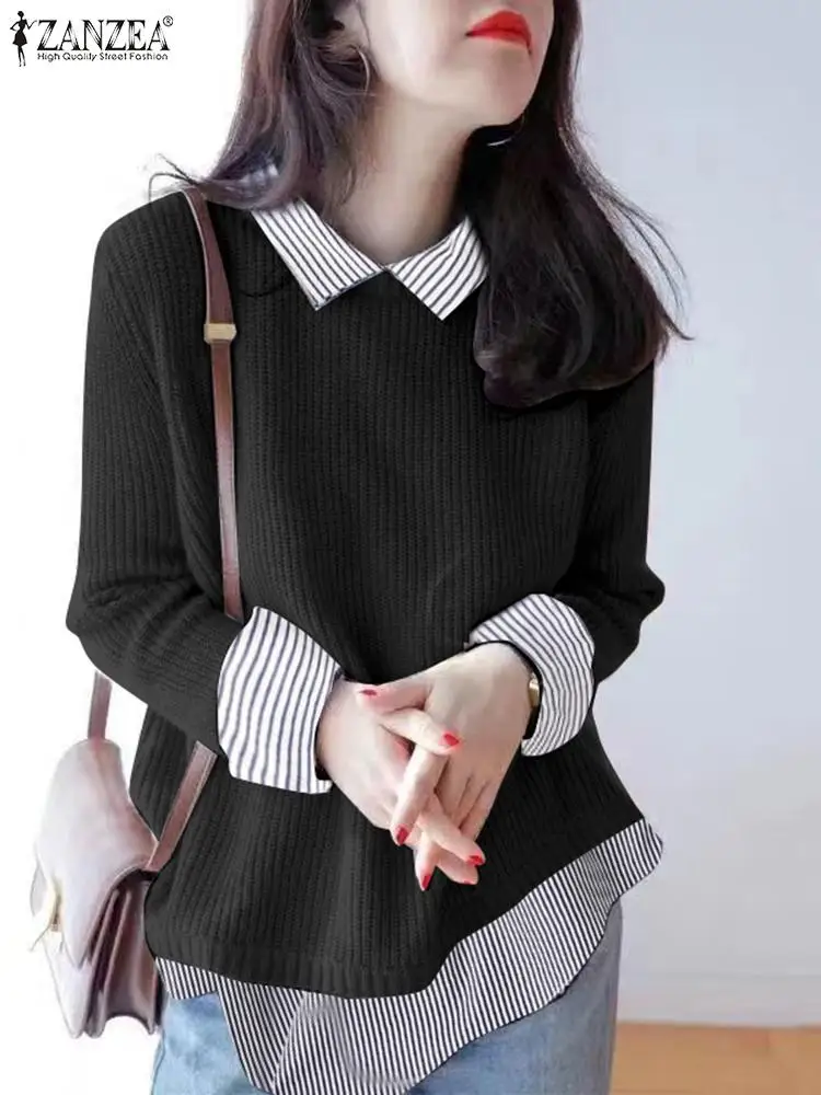 ZANZEA Autumn Fashion Stripe Printed Sweatshirts Female Long Sleeve Lapel Neck Pullover Woman Casual Holiday Chemise Oversized
ZANZEA Autumn Fashion Stripe Printed Sweatshirts Female Long Sleeve Lapel Neck Pullover Woman Casual Holiday Chemise Oversized