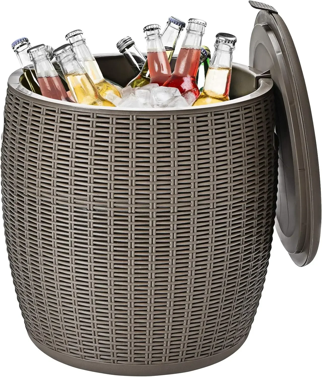 Ice Cooler, Wicker Round Ice Chest, Outdoor Beer Wine Ice Bucket, Top Lid Side Handles Drainage Plug, Patio Table
Ice Cooler, Wicker Round Ice Chest, Outdoor Beer Wine Ice Bucket, Top Lid Side Handles Drainage Plug, Patio Table