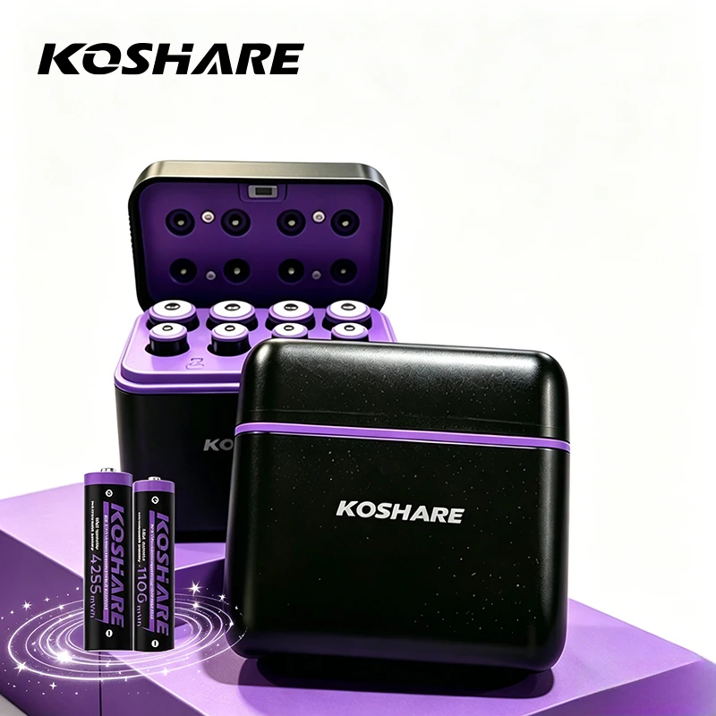 KOSHARE 8 Slots AA&AAA Lithium-ion Rechargeable Batteries LED Smart Charger With1.5V 4255mWh 1100mWh Li-ion Battery Charging Set
KOSHARE 8 Slots AA&AAA Lithium-ion Rechargeable Batteries LED Smart Charger With1.5V 4255mWh 1100mWh Li-ion Battery Charging Set