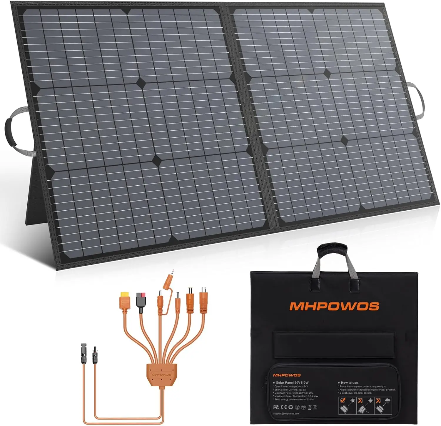 110W Portable Solar Panel, IP67 Waterproof Foldable Solar Panel Kit with 20V Output, 23.5% Efficiency for Camping, RV, Power
110W Portable Solar Panel, IP67 Waterproof Foldable Solar Panel Kit with 20V Output, 23.5% Efficiency for Camping, RV, Power