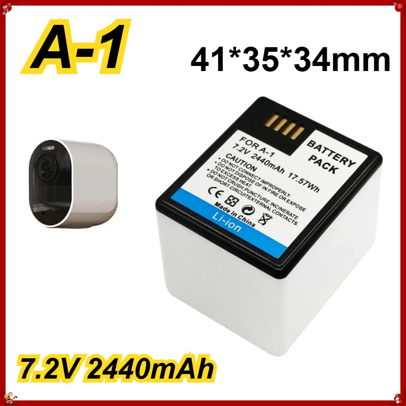 A-1 7.2V 2440mAh For NETGEAR Arlo PRO A1 A1B VM4030 / PRO 2 VM4030P Security Monitoring Camera Rechargeable Lithium Battery Pack
A-1 7.2V 2440mAh For NETGEAR Arlo PRO A1 A1B VM4030 / PRO 2 VM4030P Security Monitoring Camera Rechargeable Lithium Battery Pack