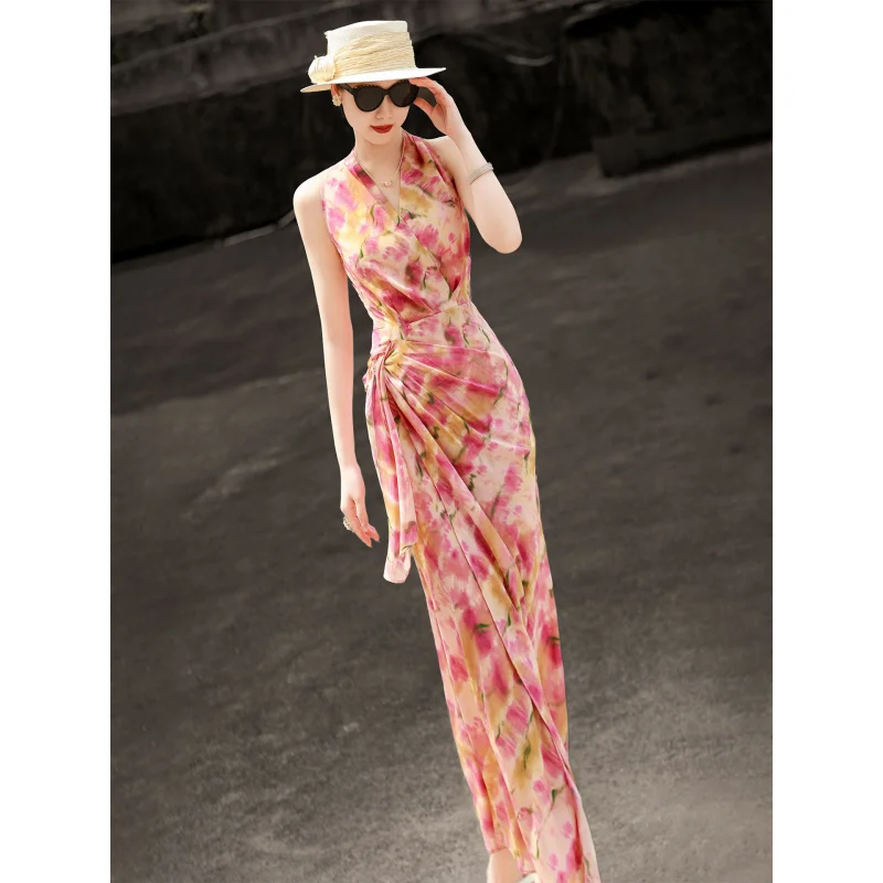 MEXCOCO 2026 Summer New French Beach Vacation Dress Women Halter V Neck Sleeveless Waist Slim Printed Dress
MEXCOCO 2026 Summer New French Beach Vacation Dress Women Halter V Neck Sleeveless Waist Slim Printed Dress