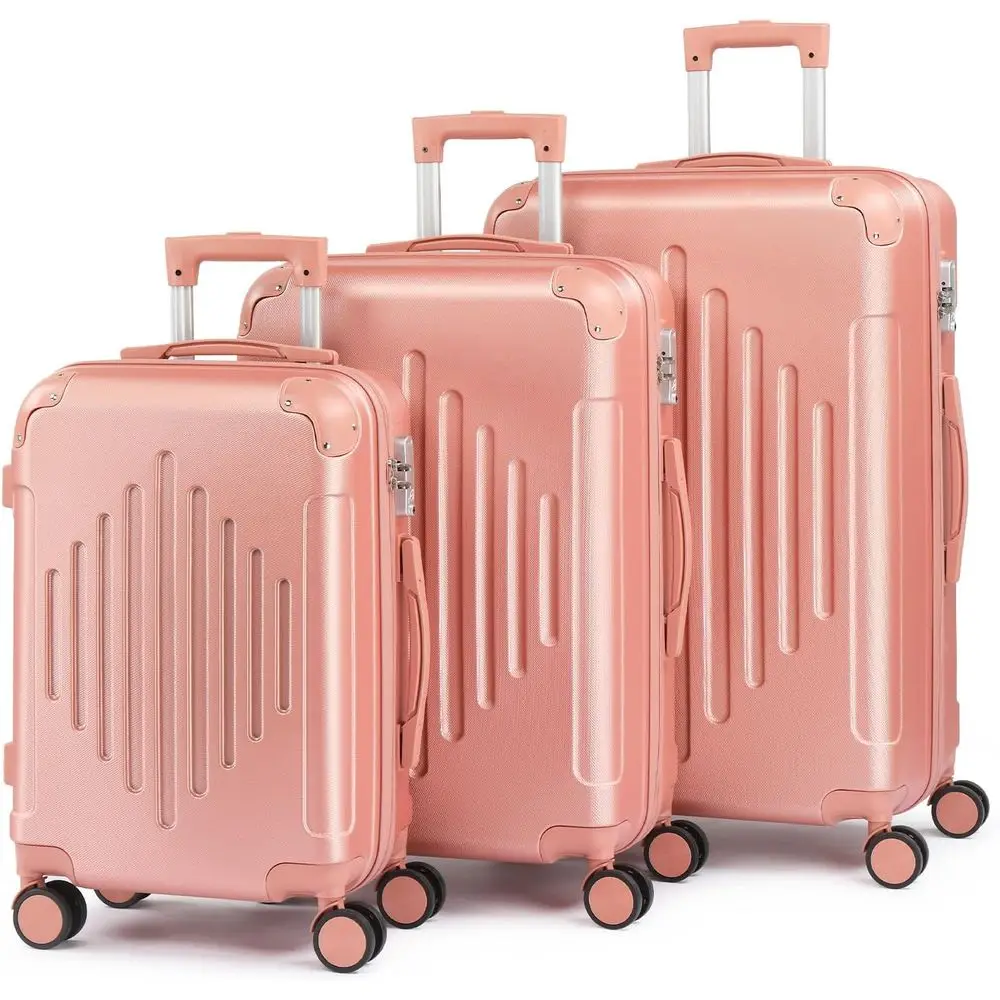 3-Piece Luggage Set with TSA Lock, 4 Spinner Wheels, ABS Hardshell, Rose Gold (20/24/28)
3-Piece Luggage Set with TSA Lock, 4 Spinner Wheels, ABS Hardshell, Rose Gold (20/24/28)