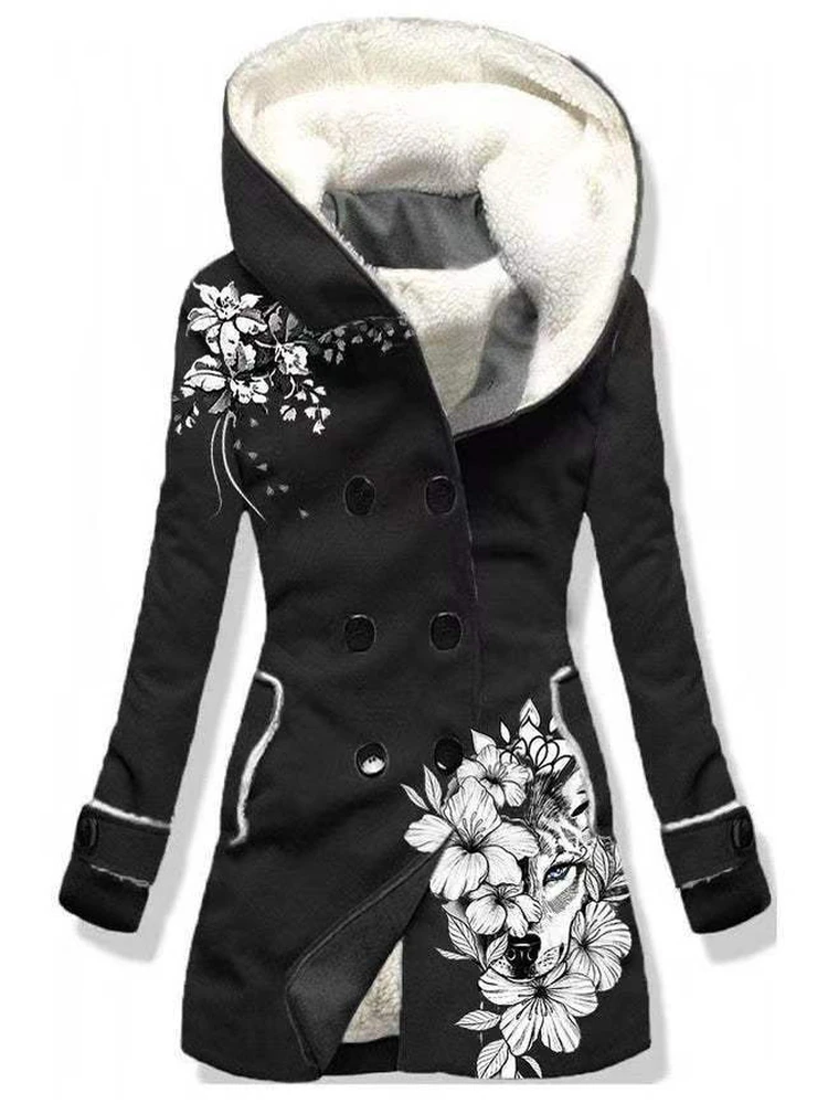 Women's Street Style Thickened Fleece Lined Slim Fit Hooded Double Breasted Printed Color Block Slant Pocket Coat Jacket
Women's Street Style Thickened Fleece Lined Slim Fit Hooded Double Breasted Printed Color Block Slant Pocket Coat Jacket