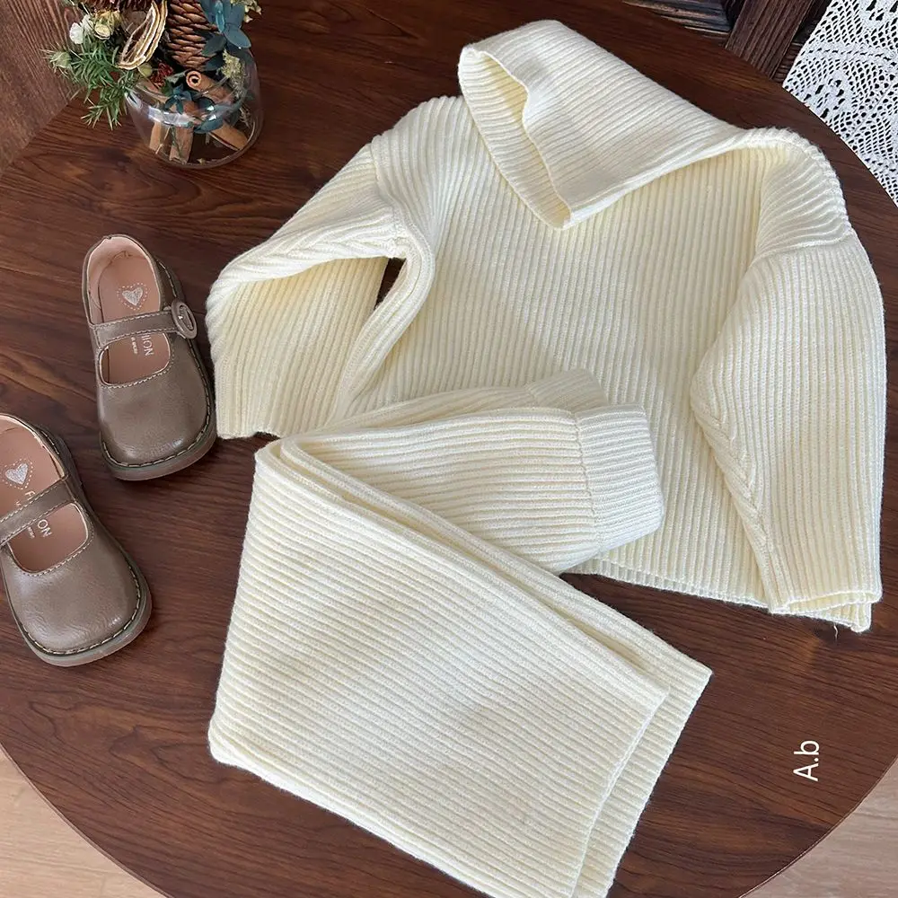 Warm Turtleneck Long Sleeve Pullover Sweater+High Waist Wide Leg Knitting Pants 2Pcs Children Casual Sets Kids Girls Beige Suits
Warm Turtleneck Long Sleeve Pullover Sweater+High Waist Wide Leg Knitting Pants 2Pcs Children Casual Sets Kids Girls Beige Suits