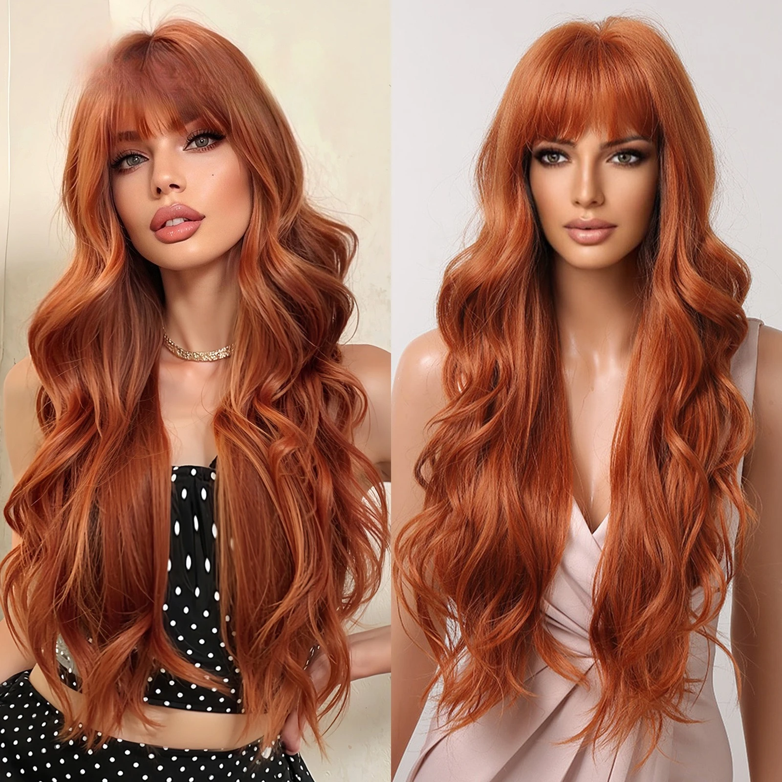 Wig Full Headgear Women's Orange Red Medium Long Curly Hair European and American Daily Chemical Fiber Mechanism Women's Hair Wi
Wig Full Headgear Women's Orange Red Medium Long Curly Hair European and American Daily Chemical Fiber Mechanism Women's Hair Wi