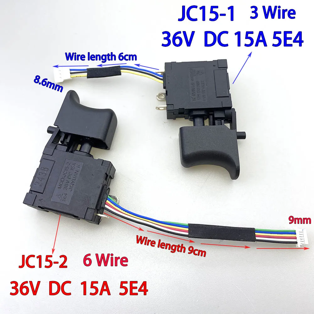Cordless Electric Drill Dustproof Speed Control Push Button Trigger Switch MOD JC15-2 36V DC 15A 9mm 8.6mm Lithium drill Switch
Cordless Electric Drill Dustproof Speed Control Push Button Trigger Switch MOD JC15-2 36V DC 15A 9mm 8.6mm Lithium drill Switch