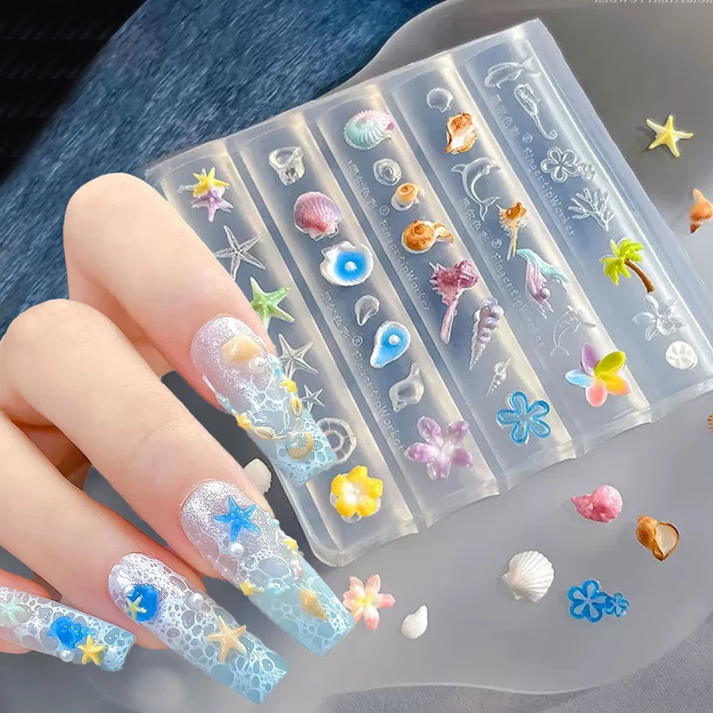 1pcs Ocean Starfish Shells Silicone Carving Nail Art Mold 3D Acrylic Flowers Conch Dolphin Summer Nail Templates Stamping Plates
1pcs Ocean Starfish Shells Silicone Carving Nail Art Mold 3D Acrylic Flowers Conch Dolphin Summer Nail Templates Stamping Plates