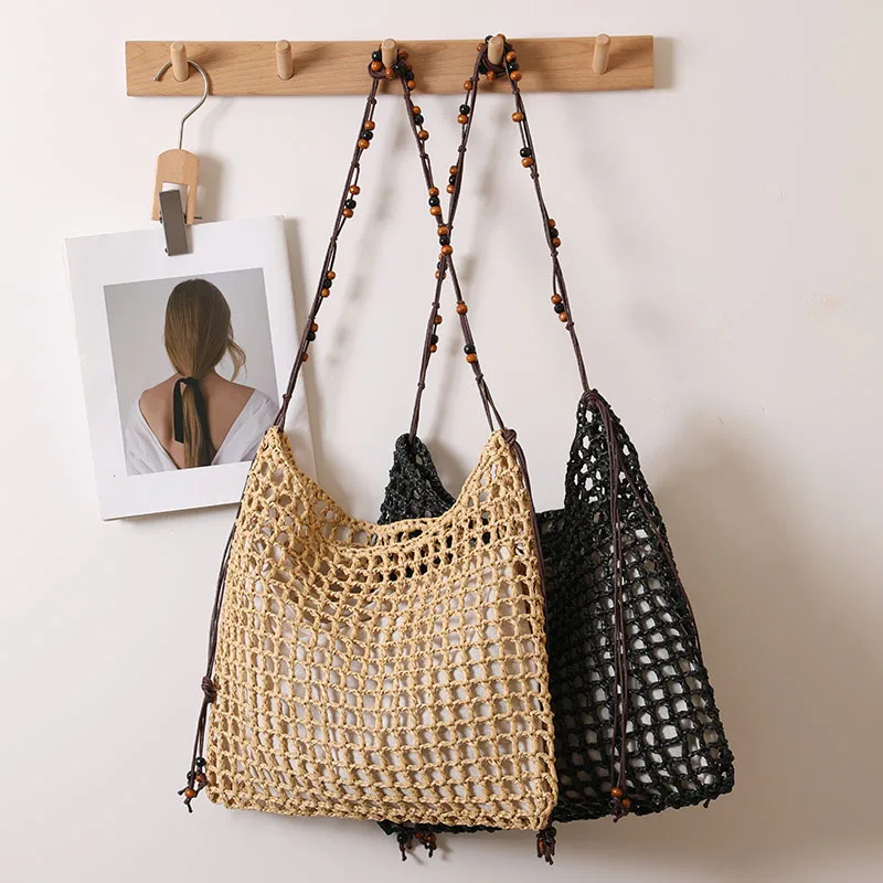 Vintage Large Capacity Straw Tote Bag Paper Woven Wooden Deading Strap Women Shoulder Bags Casual Handmade Summer Beach Bag
Vintage Large Capacity Straw Tote Bag Paper Woven Wooden Deading Strap Women Shoulder Bags Casual Handmade Summer Beach Bag