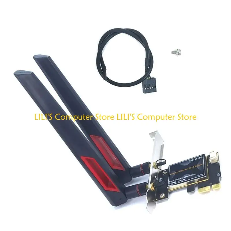 A52B PCIE Networking Adapters,Wirelessly Wifi Card 1200Mbps 2.4GHz 5Ghz Wlan Card 2Antennas for Desktop PC Efficient
A52B PCIE Networking Adapters,Wirelessly Wifi Card 1200Mbps 2.4GHz 5Ghz Wlan Card 2Antennas for Desktop PC Efficient