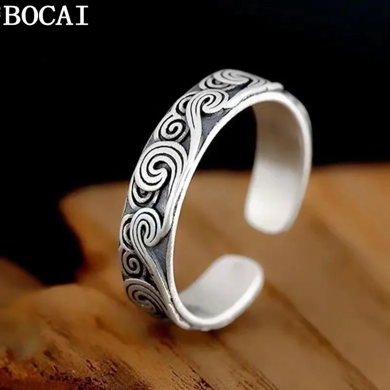 BOCAI New S925 Silver Auspicious Cloud ring Transshipment Retro Simple Personality Men's and Women's Ring Adjustable Size
BOCAI New S925 Silver Auspicious Cloud ring Transshipment Retro Simple Personality Men's and Women's Ring Adjustable Size