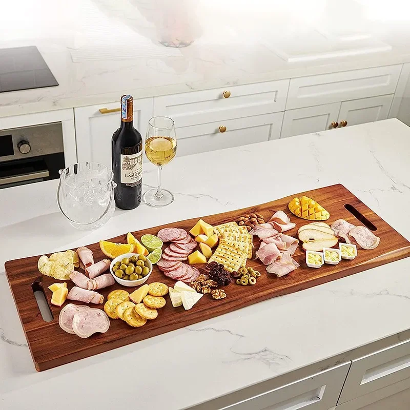 Wooden Cutting Board Party Large Capacity Snack Tray with Handle Fruit Platter Durable Bread and Vegetable Board Household Goods
Wooden Cutting Board Party Large Capacity Snack Tray with Handle Fruit Platter Durable Bread and Vegetable Board Household Goods