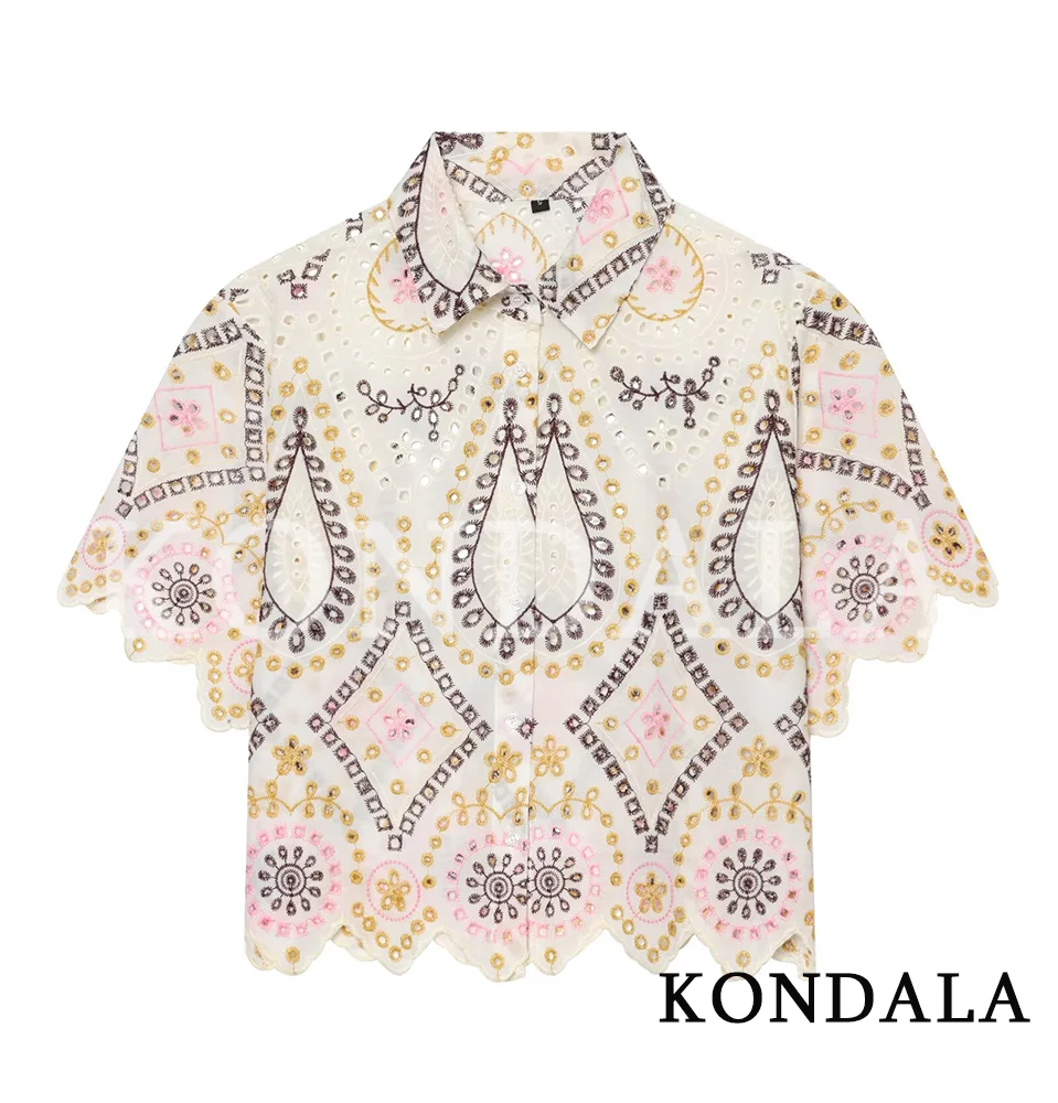 KONDALA Women Holiday Chic Embroidered Hollow Shirts Elegant Wave Edge Short Sleeve Shirts 2026 Summer Trendy Boho Casual Shirts
KONDALA Women Holiday Chic Embroidered Hollow Shirts Elegant Wave Edge Short Sleeve Shirts 2026 Summer Trendy Boho Casual Shirts
