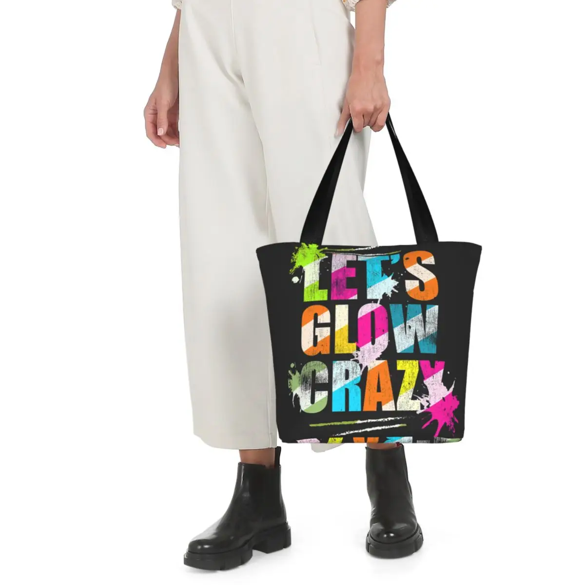 Let's Glow Crazy Neon Party Light Rave Shopping Tote Bag Холщовые сумки на плечо большой вместимости Сумка для покупок для женщин
Let's Glow Crazy Neon Party Light Rave Shopping Tote Bag Холщовые сумки на плечо большой вместимости Сумка для покупок для женщин
