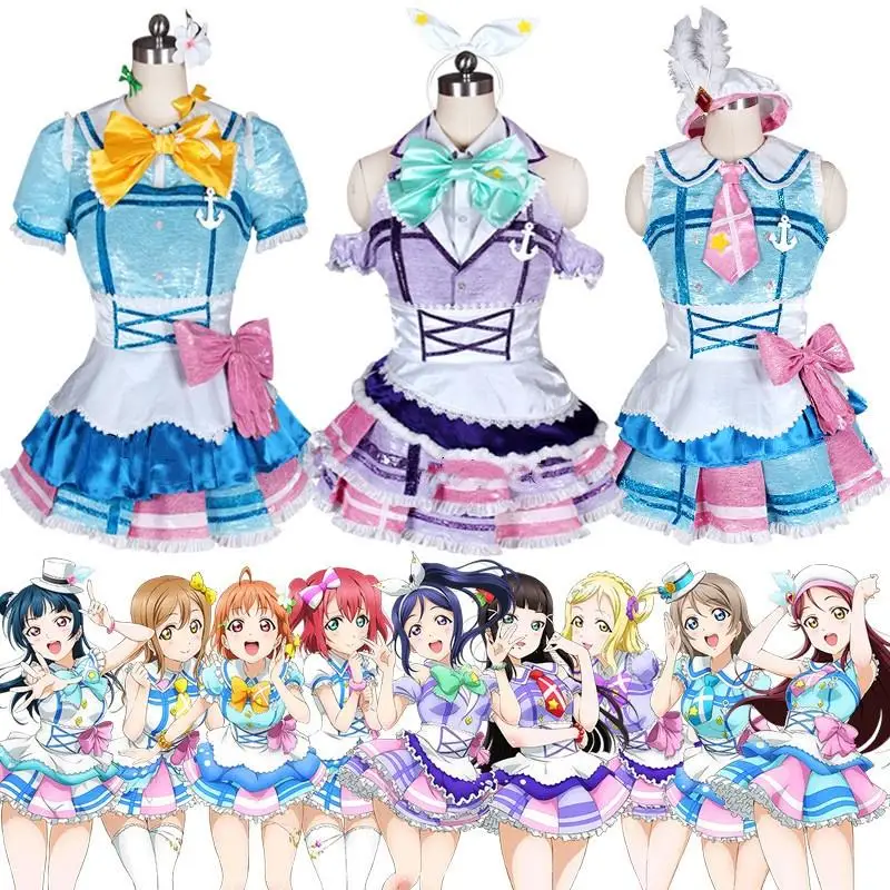 Love Live Sunshine Aqours OP1 9, персонажи Takami Chika Kurosawa Dia Ruby Riko Watanabe You, платье, униформа, костюмы для косплея
Love Live Sunshine Aqours OP1 9, персонажи Takami Chika Kurosawa Dia Ruby Riko Watanabe You, платье, униформа, костюмы для косплея