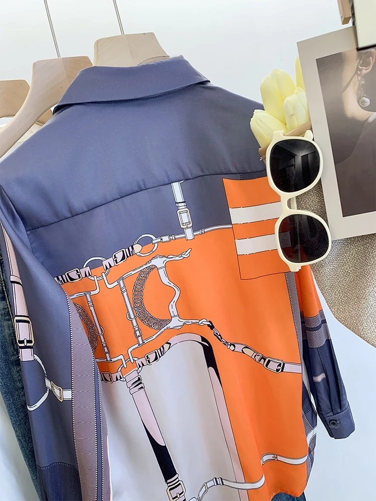 Luxury Brand Design Orange Imitation Silk Satin Shirts For Woman Tops Costume Long Sleeves Lady Horse Style Blouse Clothes
Luxury Brand Design Orange Imitation Silk Satin Shirts For Woman Tops Costume Long Sleeves Lady Horse Style Blouse Clothes