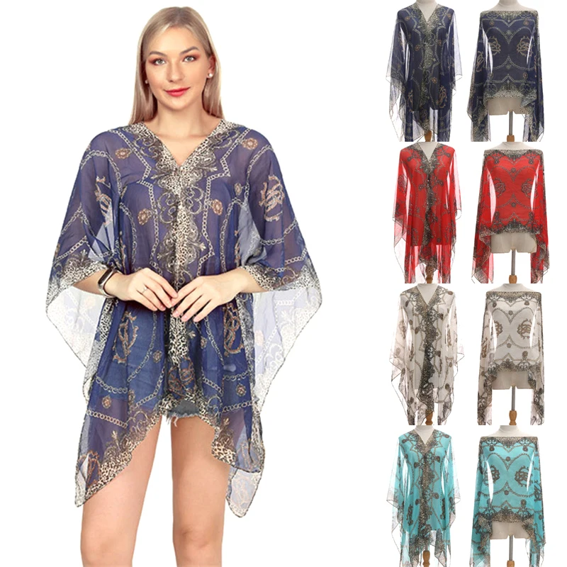 Vintage Print Chiffon Shawl Pearl Scarf Women Sun Protection Scarves Summer Beach Multifunctional Silk Scarf
Vintage Print Chiffon Shawl Pearl Scarf Women Sun Protection Scarves Summer Beach Multifunctional Silk Scarf