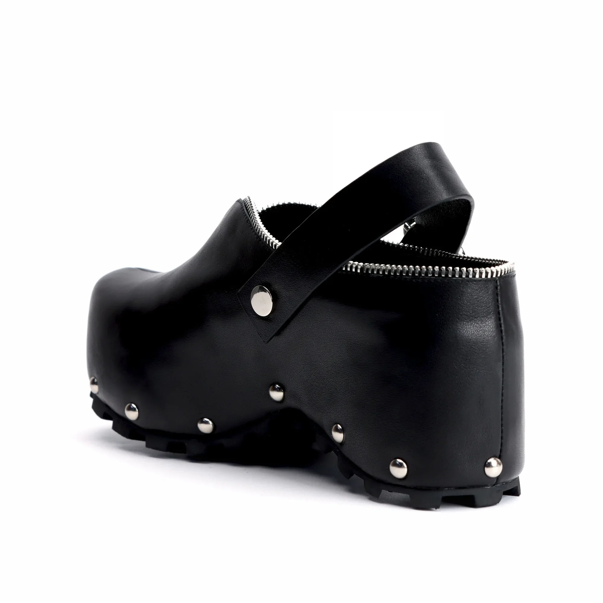 Black Leather Slip-On Vintage Shoes Handmade Women's Leather Platform Clogs with Arch Support, Zipper Detail, Studded Mules
Black Leather Slip-On Vintage Shoes Handmade Women's Leather Platform Clogs with Arch Support, Zipper Detail, Studded Mules