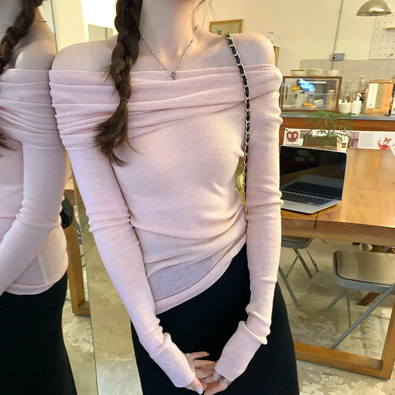 One Shoulder Design Long Sleeved Woolen Knitted Sweater For Women's Autumn And Winter New Off Shoulder Top
One Shoulder Design Long Sleeved Woolen Knitted Sweater For Women's Autumn And Winter New Off Shoulder Top