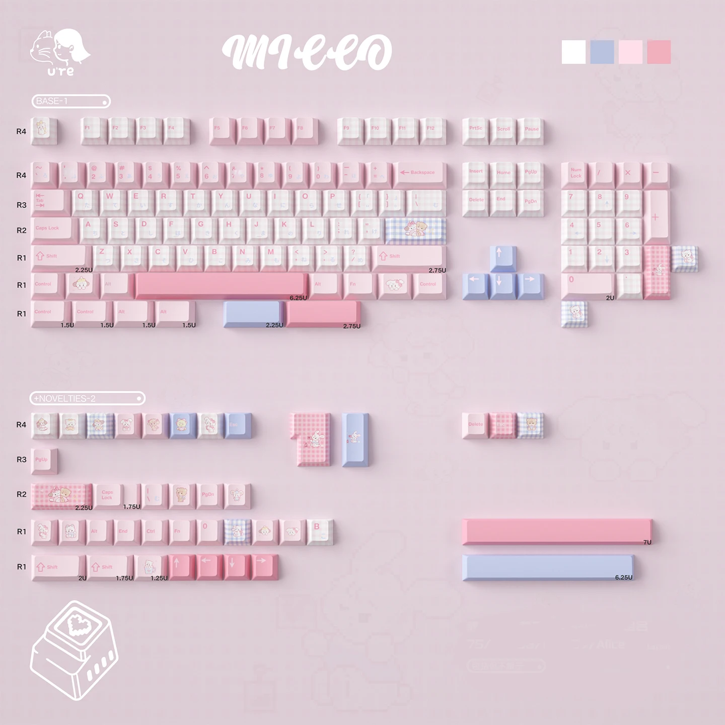 Pink Cute Keycaps Dye-sub Cherry profile/MOA PBT keycaps set Japanese key caps For MX 61/68/96/104 Mechancial keyboard
Pink Cute Keycaps Dye-sub Cherry profile/MOA PBT keycaps set Japanese key caps For MX 61/68/96/104 Mechancial keyboard