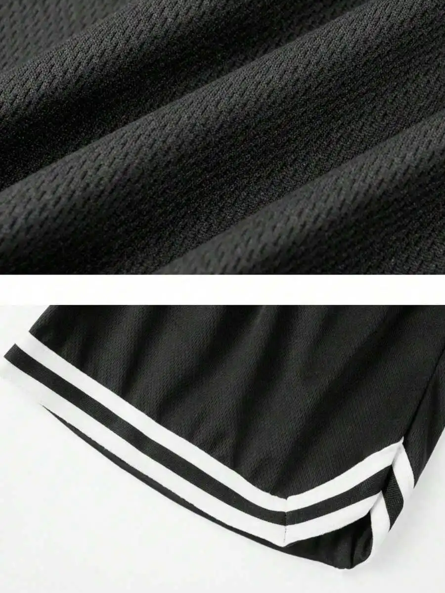 Men Big Size Sporty Shorts With Black Fabric And Dual White Striped Hem
Men Big Size Sporty Shorts With Black Fabric And Dual White Striped Hem