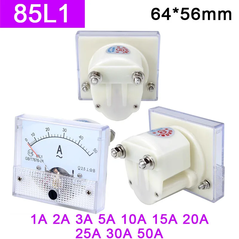 Instrument 85L1 Pointer AC Ammeter 1A 2A 3A 5A 10A 15A 20A 25A 30A 50A 64*56mm
Instrument 85L1 Pointer AC Ammeter 1A 2A 3A 5A 10A 15A 20A 25A 30A 50A 64*56mm