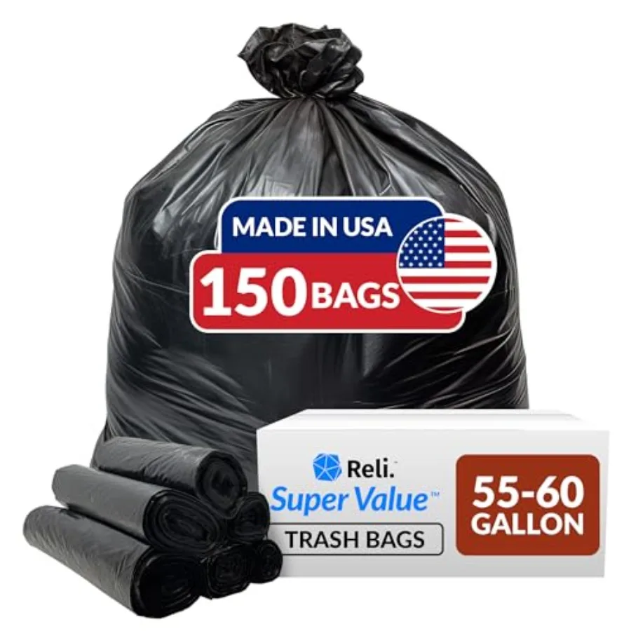 55-60 Gallon Trash Bags Heavy Duty 150 Count 50-60 Gallon Large Black Garbage Bags Made in USA
55-60 Gallon Trash Bags Heavy Duty 150 Count 50-60 Gallon Large Black Garbage Bags Made in USA