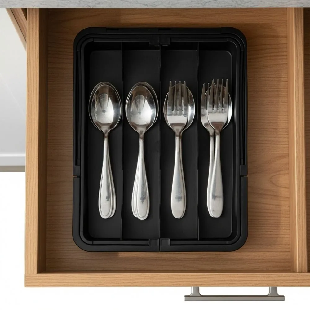 6 Grids Extendable Cutlery Storage Box Adjustable Plastic Cutlery Separation Trays Separated Large Capacity
6 Grids Extendable Cutlery Storage Box Adjustable Plastic Cutlery Separation Trays Separated Large Capacity
