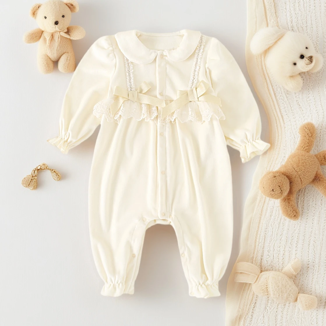 Winter Long Sleeve Baby Girls Jumpsuits Cute Lace Thickened Warm Infants Clothing
Winter Long Sleeve Baby Girls Jumpsuits Cute Lace Thickened Warm Infants Clothing