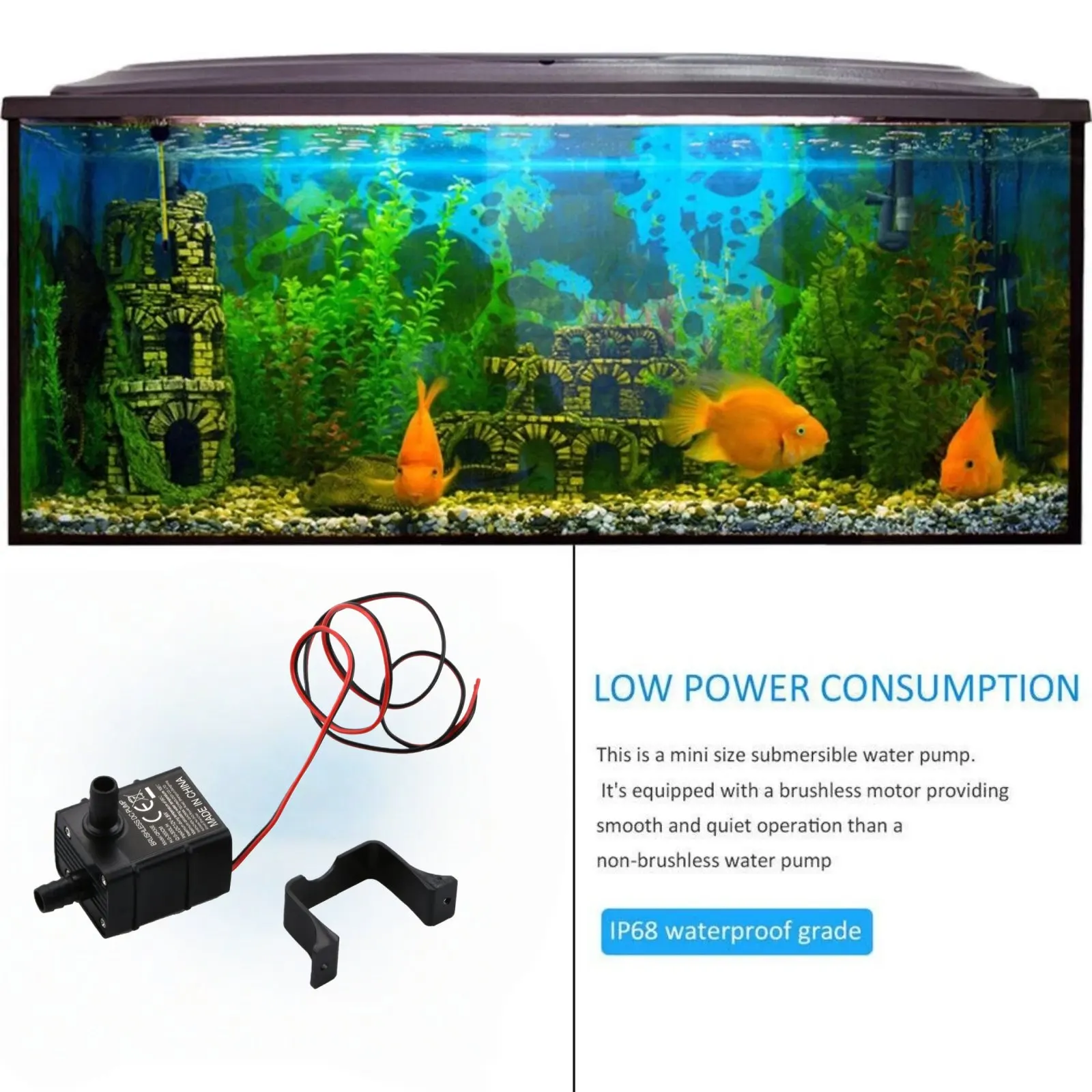 1PC DC12V 4.8W 300L/H Mini Brushless Submersible Water Pump 3M Head PC Material IP68 Low Noise Aquarium Fountain
1PC DC12V 4.8W 300L/H Mini Brushless Submersible Water Pump 3M Head PC Material IP68 Low Noise Aquarium Fountain