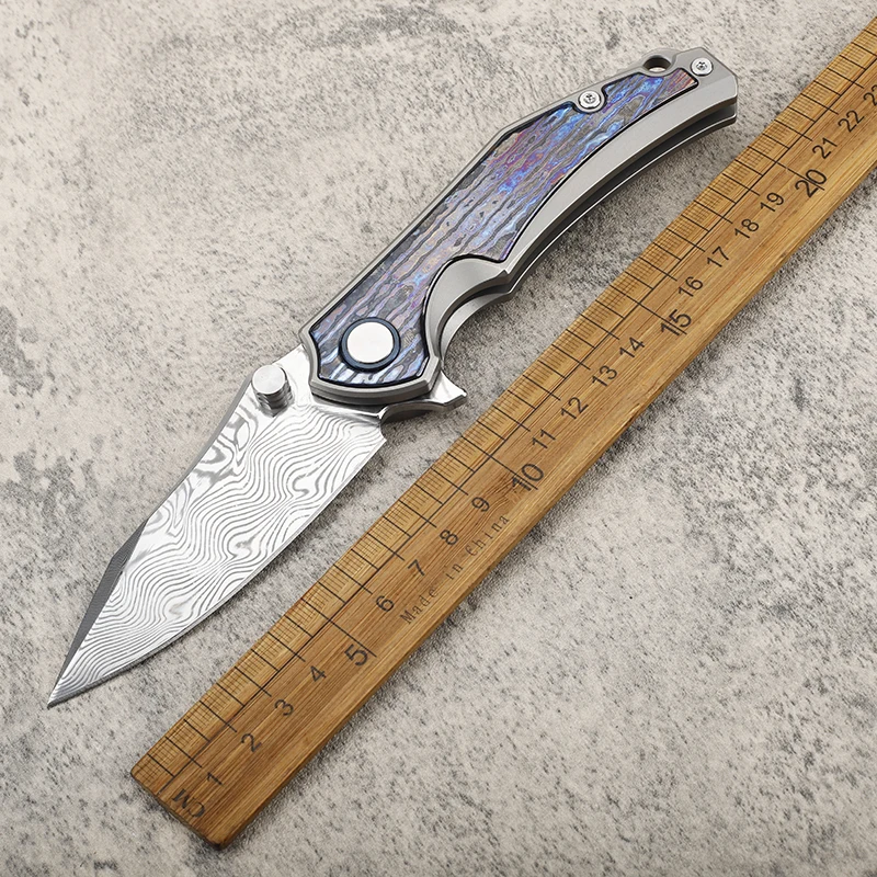 Damascus Steel Powder RWL34 Steel Titanium Alloy Handle Small Knife Camping Outdoor Portable Survival Hiking EDC Tool Knife 
Damascus Steel Powder RWL34 Steel Titanium Alloy Handle Small Knife Camping Outdoor Portable Survival Hiking EDC Tool Knife
