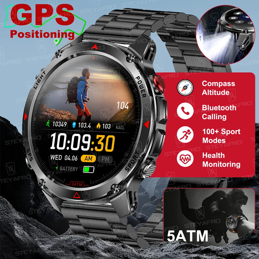Новинка 2025 года, военные умные часы, встроенный GPS-компас, барометрический высотомер, Bluetooth-вызов, 5 атм, водонепроницаемые спортивные умные часы для мужчин 
Новинка 2025 года, военные умные часы, встроенный GPS-компас, барометрический высотомер, Bluetooth-вызов, 5 атм, водонепроницаемые спортивные умные часы для мужчин