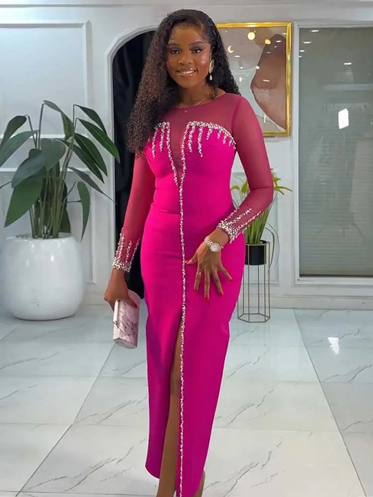 Women Sexy Long Dress Front Slit Transparent Sleeves Female Dresses Elegant High Waist Front Slit Dress Wholesale Dropshipping
Women Sexy Long Dress Front Slit Transparent Sleeves Female Dresses Elegant High Waist Front Slit Dress Wholesale Dropshipping