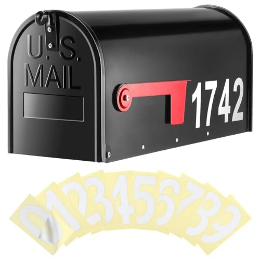 Galvanized Steel Black Post Mount Mailbox - 5 Sets Reflective Mailbox Number Stickers
Galvanized Steel Black Post Mount Mailbox - 5 Sets Reflective Mailbox Number Stickers