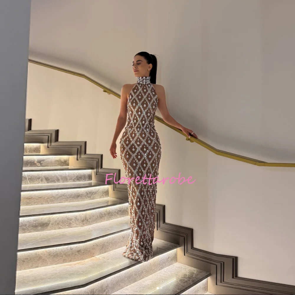 Sparkly Rhinestones Sleeveless Long Evening Dress for Women Luxury High Neck Sleeveless Prom Birthday Dress Customized
Sparkly Rhinestones Sleeveless Long Evening Dress for Women Luxury High Neck Sleeveless Prom Birthday Dress Customized