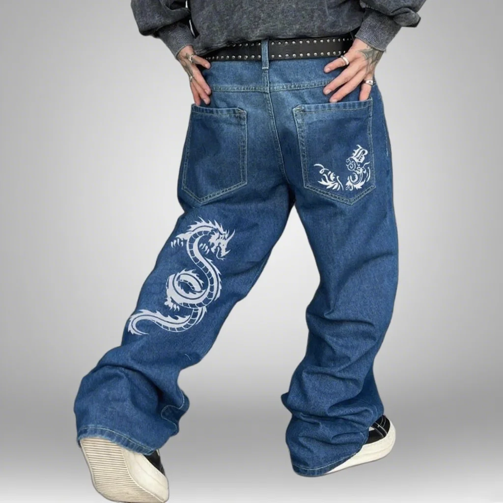New Dragon Pattern Straight Leg Jeans Baggy Pants Hip-Hop Men's Street Fashion Personality Loose Wide Leg Men Casual Jeans
New Dragon Pattern Straight Leg Jeans Baggy Pants Hip-Hop Men's Street Fashion Personality Loose Wide Leg Men Casual Jeans