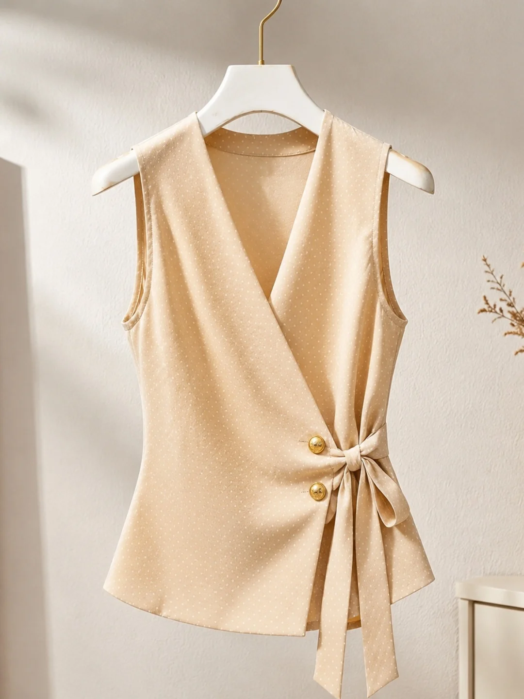2026 Summer Korean Style V-Neck Sleeveless Vest Belted Waist Cinching Commute Women's Top Fashionable Age-Defying Design
2026 Summer Korean Style V-Neck Sleeveless Vest Belted Waist Cinching Commute Women's Top Fashionable Age-Defying Design