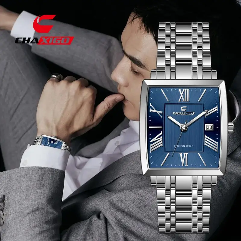 CHAXIGO популярные кварцевые мужские наручные часы с квадратным циферблатом, деловые водонепроницаемые часы с датой для мужчин и женщин, модные повседневные часы 6887-1
CHAXIGO популярные кварцевые мужские наручные часы с квадратным циферблатом, деловые водонепроницаемые часы с датой для мужчин и женщин, модные повседневные часы 6887-1