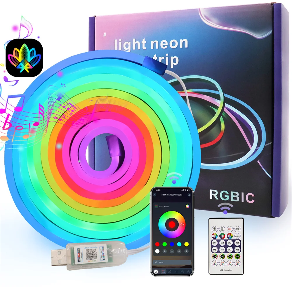 1set 5V RGBIC Neon Strip Light 1M 2M 3M 5M 10m USB Waterproof Flexible Ribbon Tape Neon Lights With APP Bluetooth Remote Control
1set 5V RGBIC Neon Strip Light 1M 2M 3M 5M 10m USB Waterproof Flexible Ribbon Tape Neon Lights With APP Bluetooth Remote Control