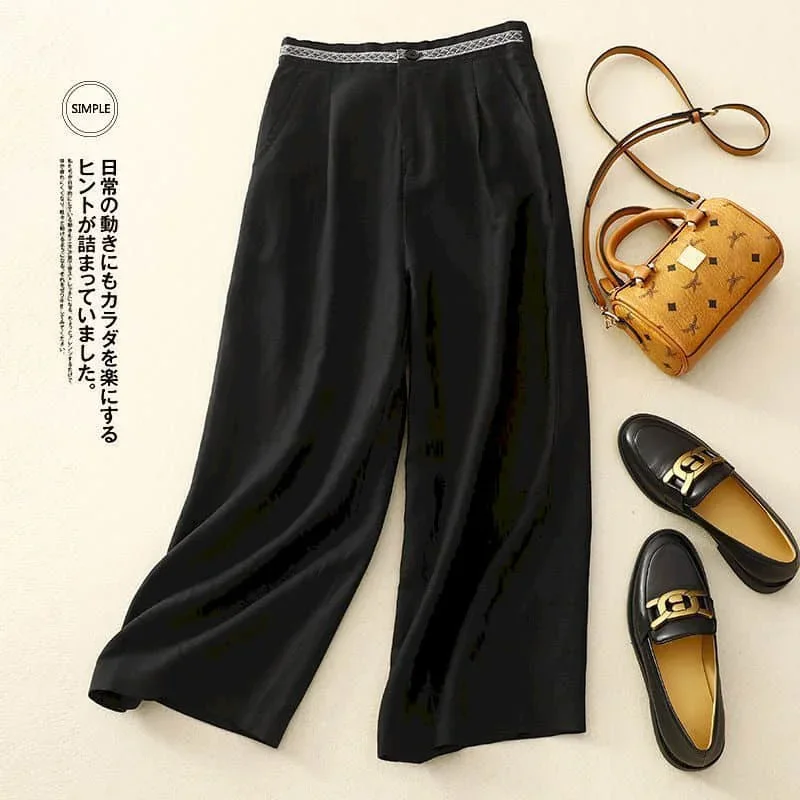 Straight Pants for Women Solid Loose Casual Vintage Summer Literary Korean Style Elastic Waist Flowing Trousers Wide Leg Pants
Straight Pants for Women Solid Loose Casual Vintage Summer Literary Korean Style Elastic Waist Flowing Trousers Wide Leg Pants