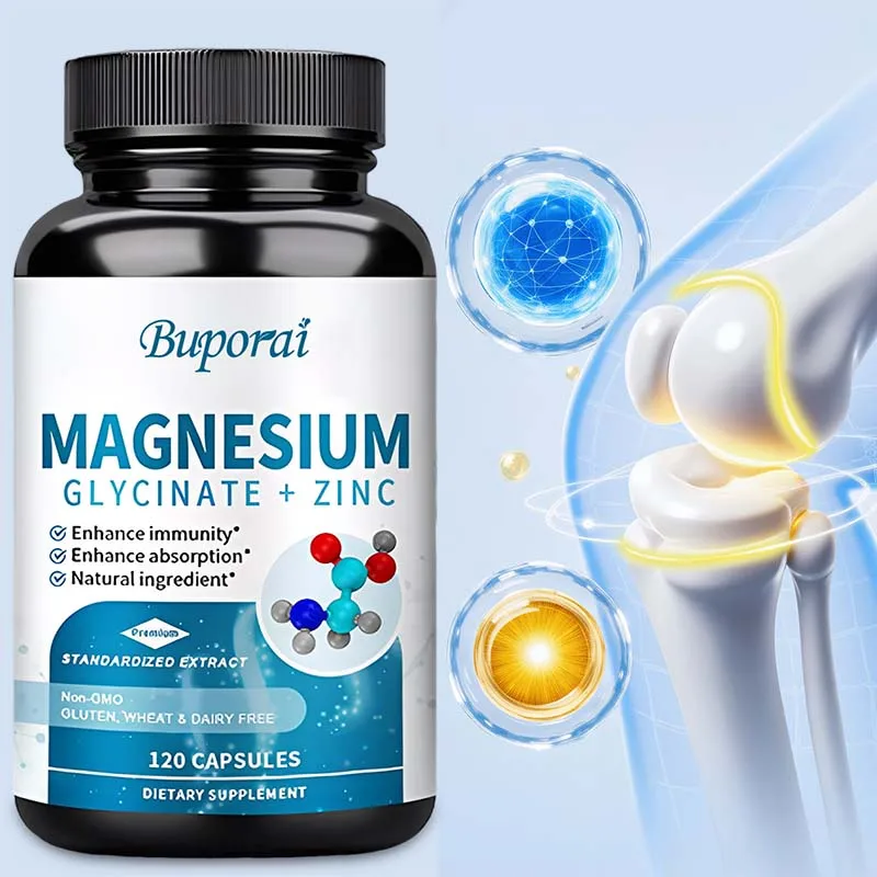 Magnesium Glycinate + Zinc - Helps Maintain Bone, Heart, Nerve and Muscle Health, Boosts Energy Levels and Improves Absorption
Magnesium Glycinate + Zinc - Helps Maintain Bone, Heart, Nerve and Muscle Health, Boosts Energy Levels and Improves Absorption