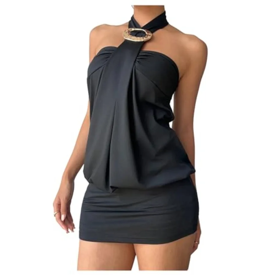 Floerns Women's Y2k Sexy Halter Dress Sleeveless Open Back Going Out Party Mini Bodycon Short Dresses
Floerns Women's Y2k Sexy Halter Dress Sleeveless Open Back Going Out Party Mini Bodycon Short Dresses