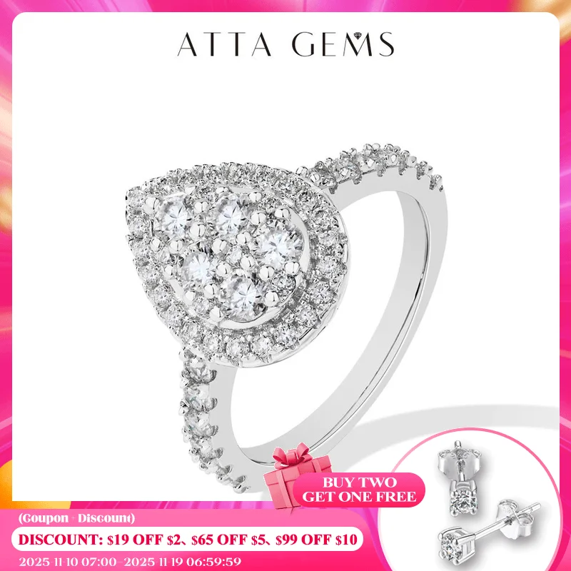 ATTAGEMS Round D VVS1 Moissanite Diamond Pear-Shaped Rings for Women S925 Sterling Silver Engagement Bride Vintage Jewelry Gifts
ATTAGEMS Round D VVS1 Moissanite Diamond Pear-Shaped Rings for Women S925 Sterling Silver Engagement Bride Vintage Jewelry Gifts