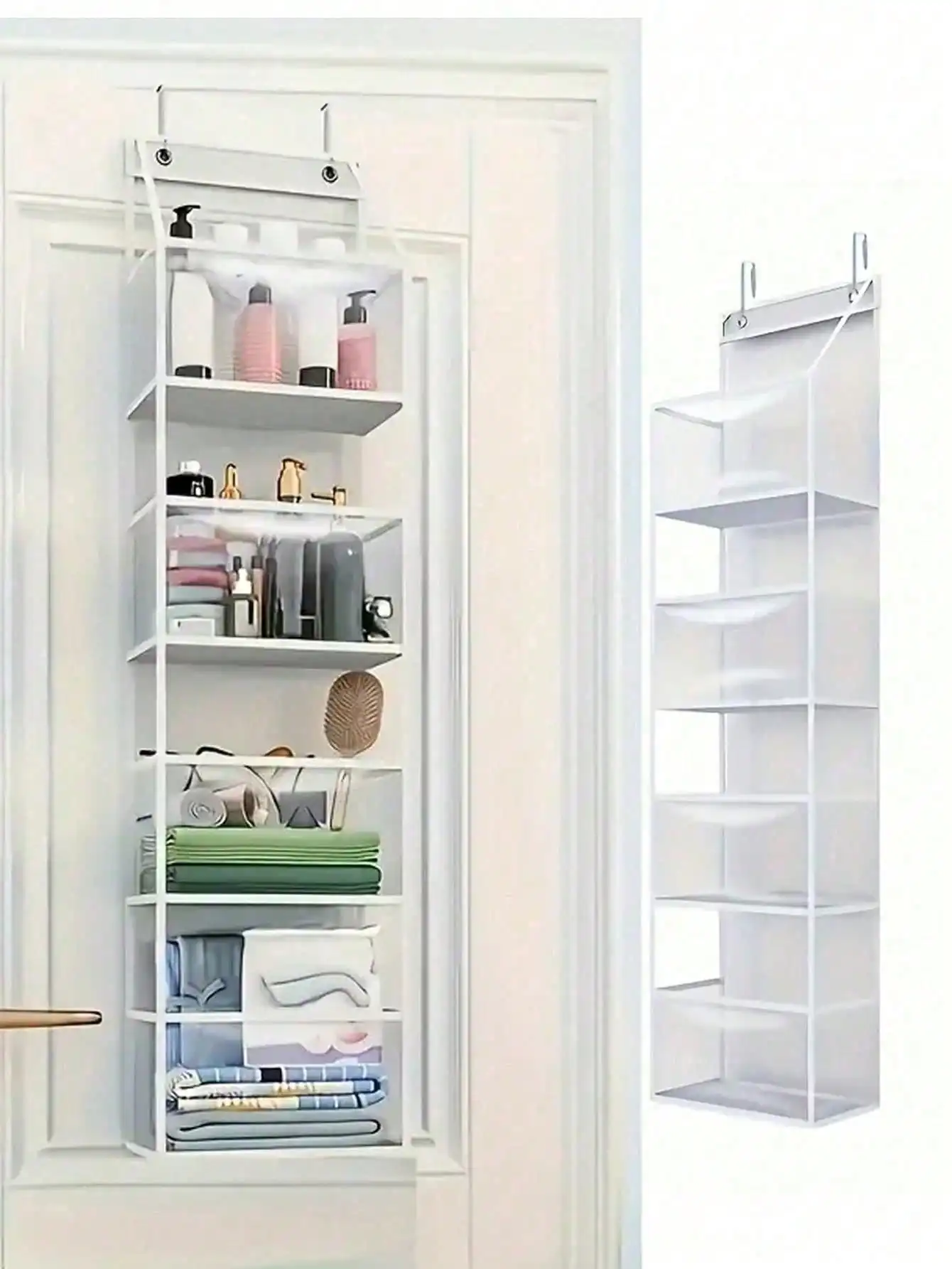 1 Pack 4-Compartment Foldable Hanging Storage Bag For Snacks, Toys, Clothes, 2 Hooks Multi-Purpose Over-The-Door Organizer Bag,
1 Pack 4-Compartment Foldable Hanging Storage Bag For Snacks, Toys, Clothes, 2 Hooks Multi-Purpose Over-The-Door Organizer Bag,