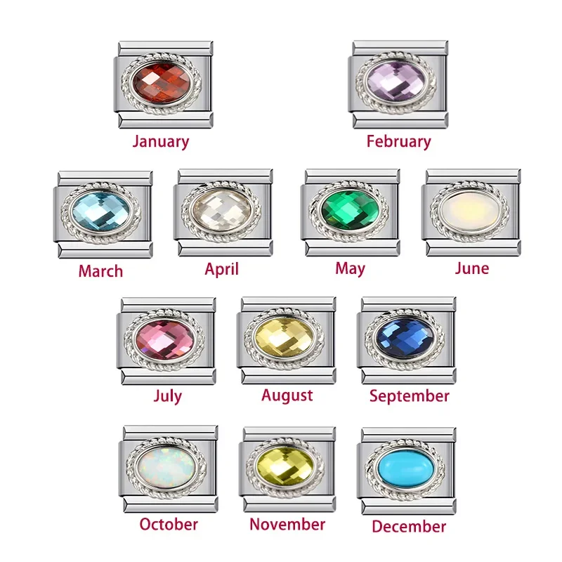 Classic Colorful Zirconia Elliptic 12 Birthstone Italian Charm Links Fit 9mm Stainless Steel Bracelet For Women DIY Beads Making
Classic Colorful Zirconia Elliptic 12 Birthstone Italian Charm Links Fit 9mm Stainless Steel Bracelet For Women DIY Beads Making