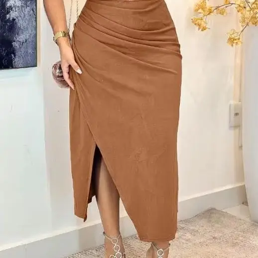 Woman Dresses O-Neck Sleeveless Fashion Ruched Slit Dress Temperament Commuting Autumn High Waist Female Elegant Skinny Dresses
Woman Dresses O-Neck Sleeveless Fashion Ruched Slit Dress Temperament Commuting Autumn High Waist Female Elegant Skinny Dresses