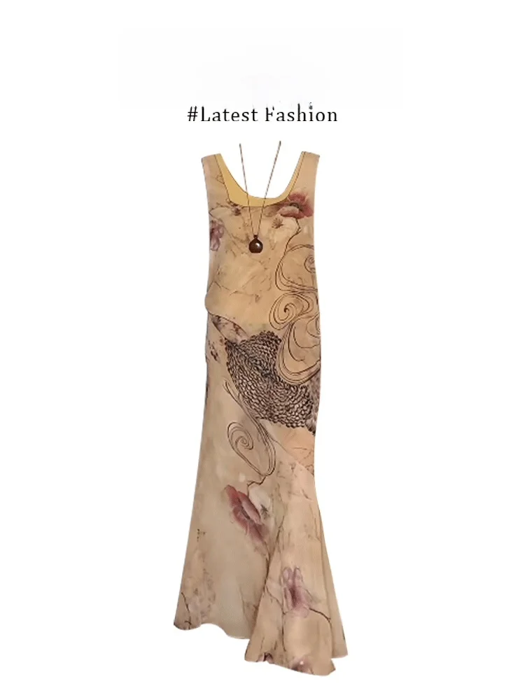 Parkyeon New Chinese Style Floral Print Strapless Dress Women's Summer Design Sensation Gathered Vest Long Skirt
Parkyeon New Chinese Style Floral Print Strapless Dress Women's Summer Design Sensation Gathered Vest Long Skirt