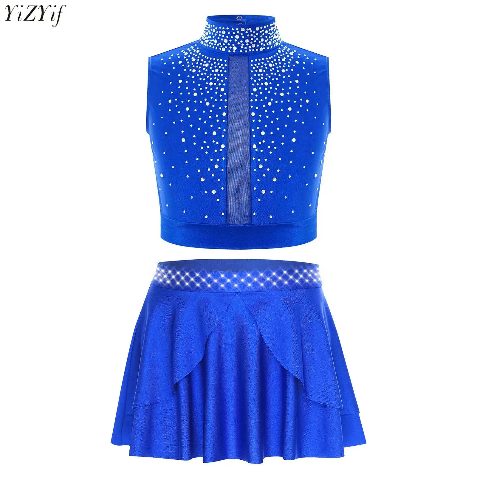 Kids Girls Lyrical Dance Outfit Shiny Rhinestones Crop Top+Skirt Set for Ballroom Ballet Gymnastics Dance Performance Dancewear
Kids Girls Lyrical Dance Outfit Shiny Rhinestones Crop Top+Skirt Set for Ballroom Ballet Gymnastics Dance Performance Dancewear